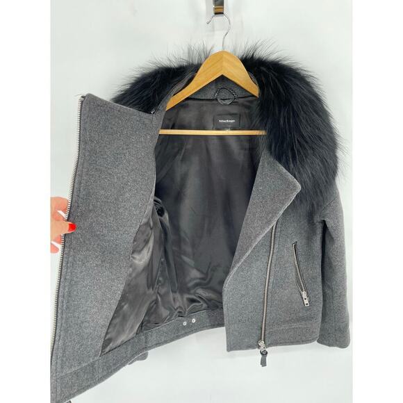 Mackage Felipa Charcoal Wool/Nylon/Cashmere Jacket Asiatic Racoon Fur Trim Small - Picture 3 of 13